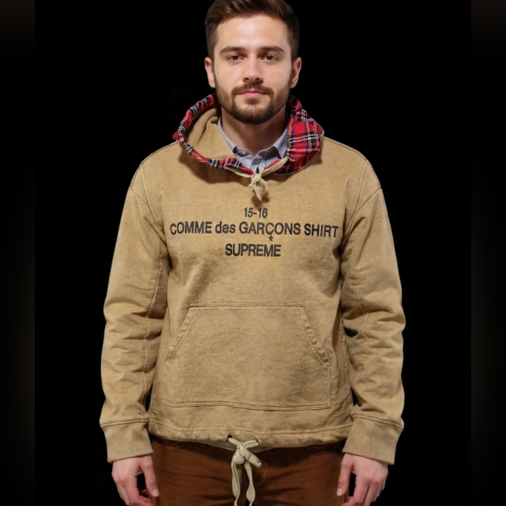 Supreme x Comme des Garçons SHIRT Plaid Hooded Sweatshirt Fall/Winter 2015 RARE